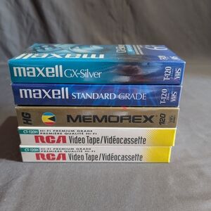 5 VHS Blank Video Cassette Tapes Maxell RCA Memorex New Sealed